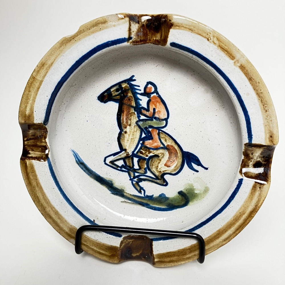 Louisville Stoneware 1974 100th Kentucky Derby Ashtray Horse Jockey Made in USA